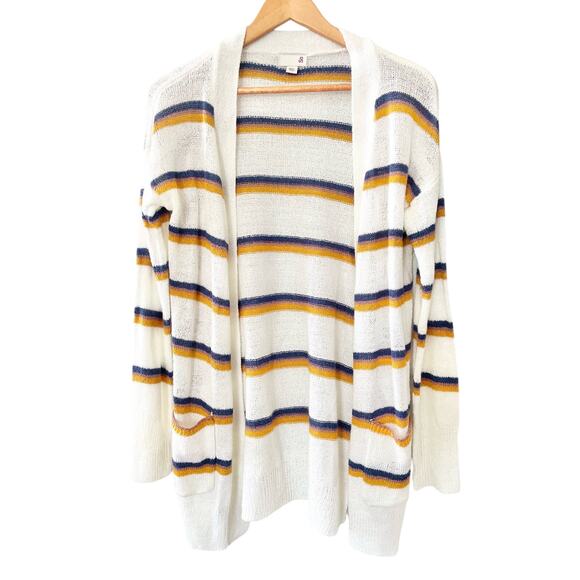 SO Women's Multicolored Striped Open Front Cardigan Small - Picture 8 of 13